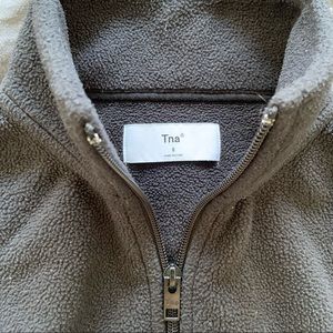 TNA 1/4 zip fleece cropped sweater